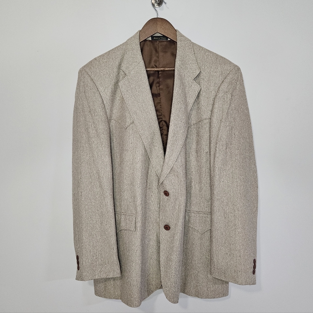 Circle S Dallas Texas Tan 100% Raw Woven Silk Western Blazer Suit Jacket